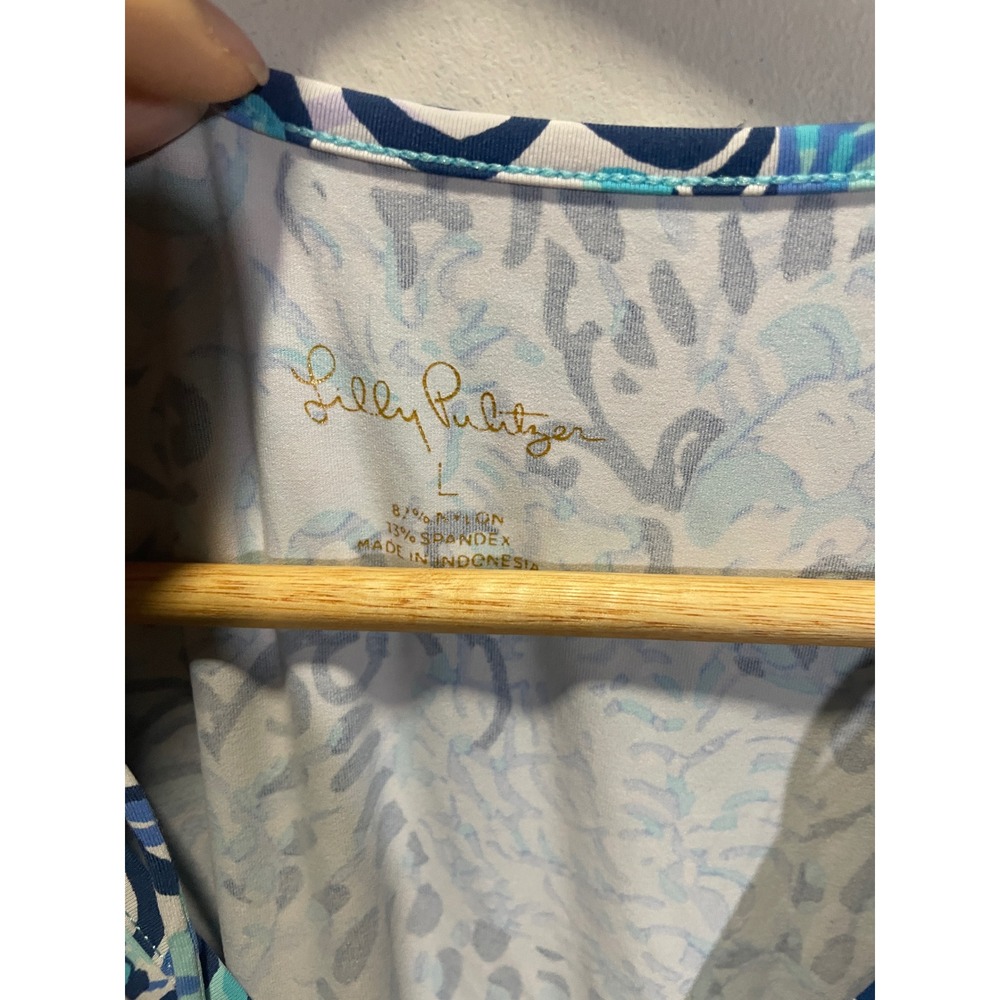 Lilly Pulitzer Shift Dress Womens Large Blue Paisley Sleeveless Resort Summer - Picture 4 of 5